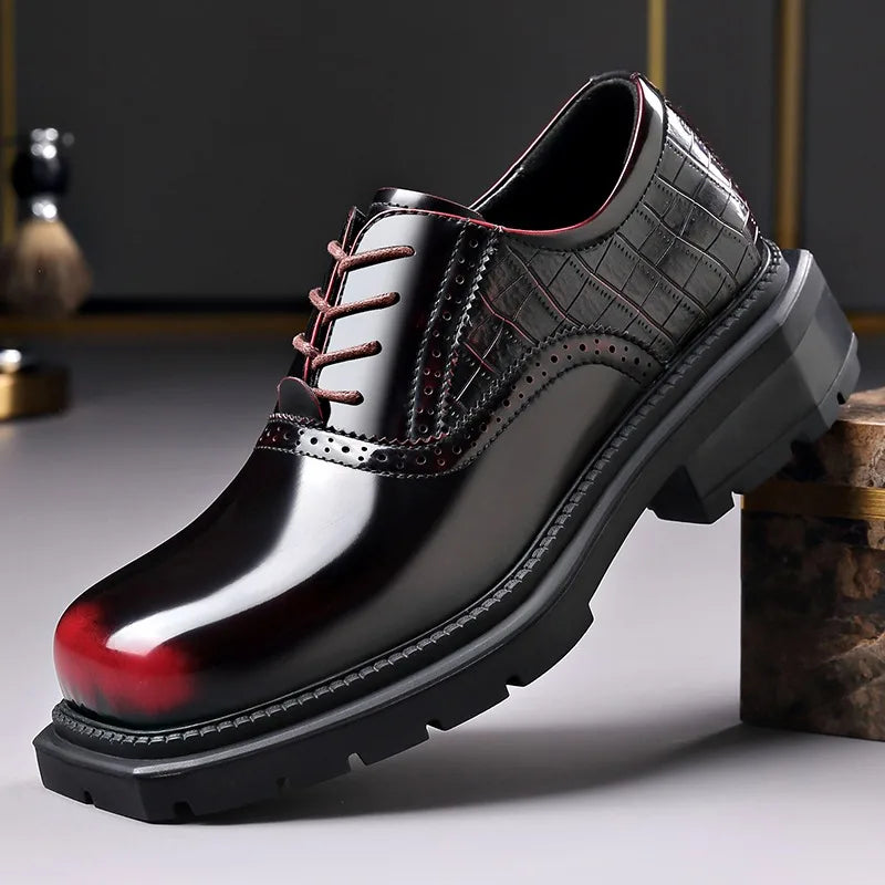 Zapatos Oxford de cuero para hombre con diseño degradado y suela de goma resistente