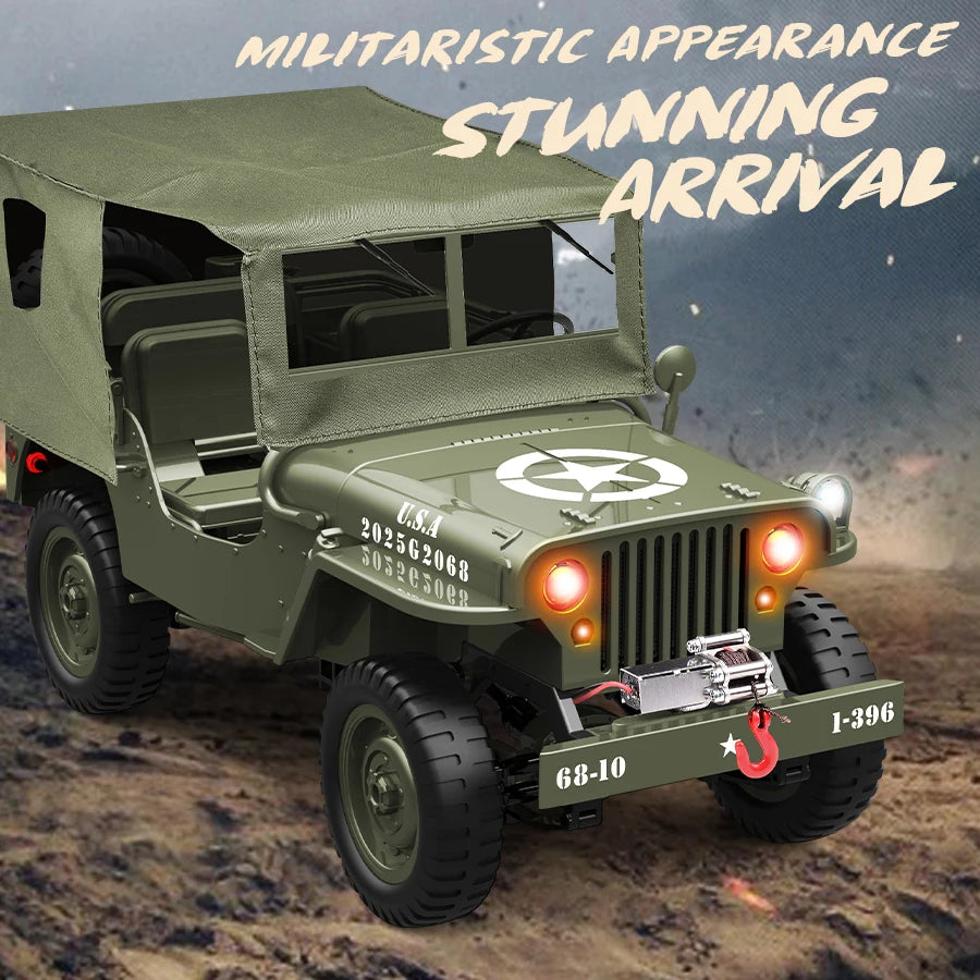Coche RC JJRC C8815, Jeep Willys 1941, 2.4g 4WD RTR, Crawler, Camioneta Militar Todoterreno, Juguete de Escala, Regalo para Niños