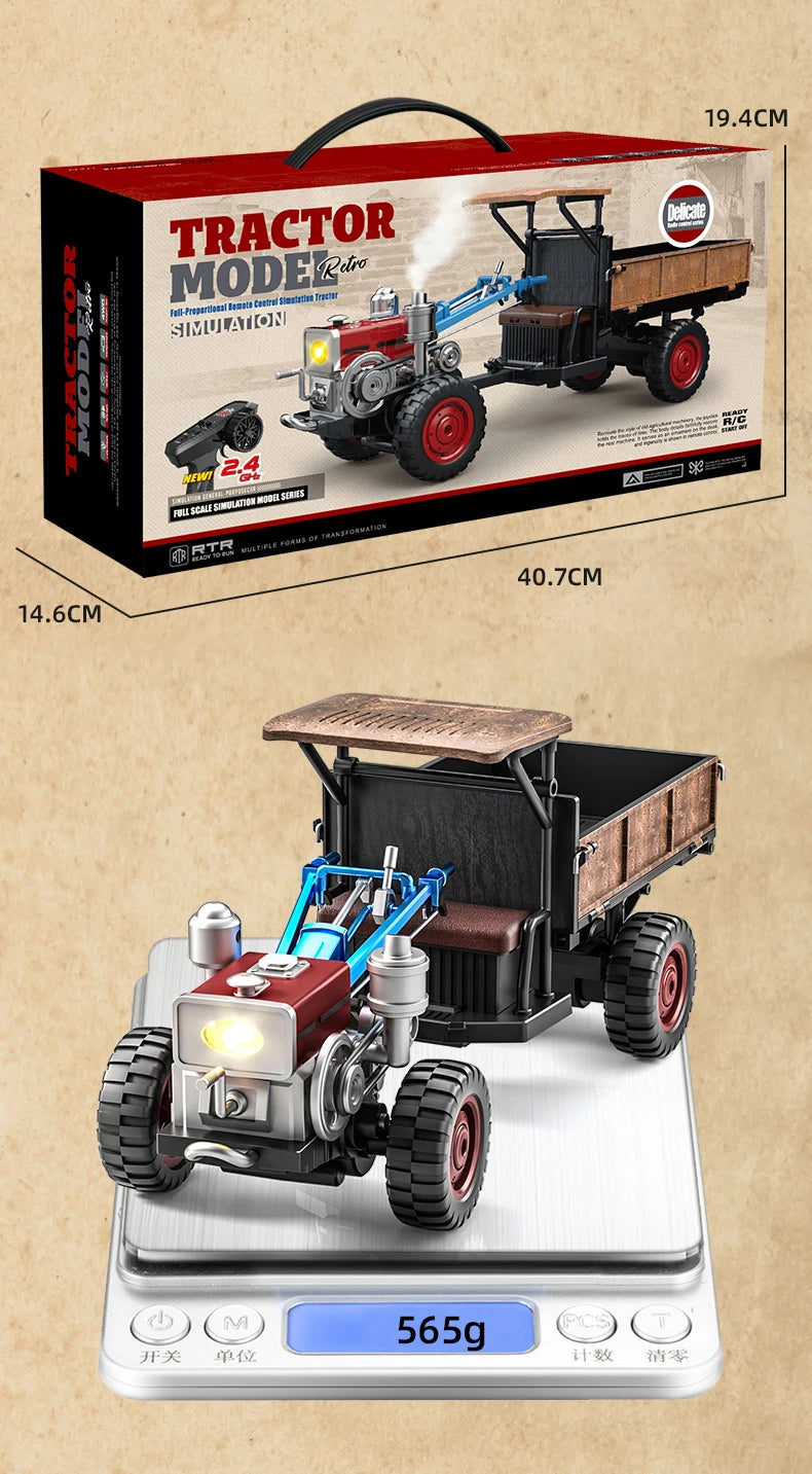 Tractor RC 4WD a Escala 1:18 con Sonidos y Luces, Control 2.4G