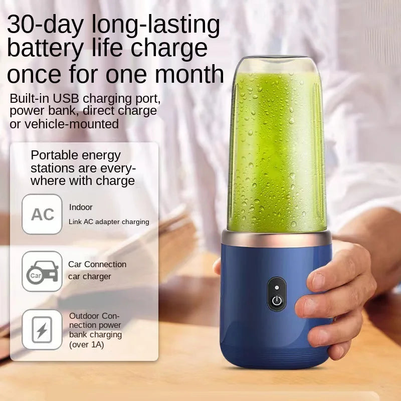 Mini Licuadora Portátil USB Recargable 6 Cuchillas 300ml