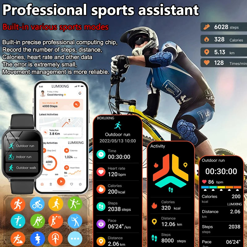 Reloj Inteligente Deportivo IP68 con Monitor de Ritmo Cardíaco 24H y Llamadas