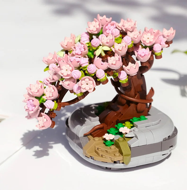 LOZ-1661 serie de plantas, bloque de construcción de simulación, maceta, cerezo suculento, modelo para el hogar, decoración, juguete de bloques de construcción para niña