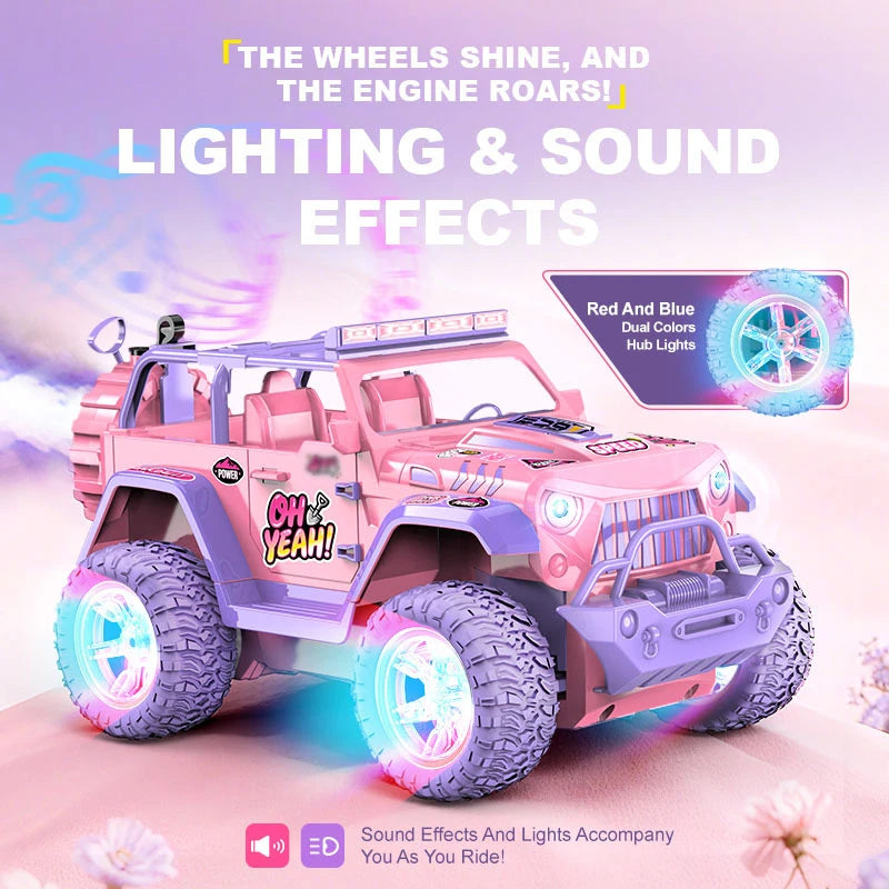 Coche RC Rosa 1:16 Todoterreno con Luces y Efecto Vapor
