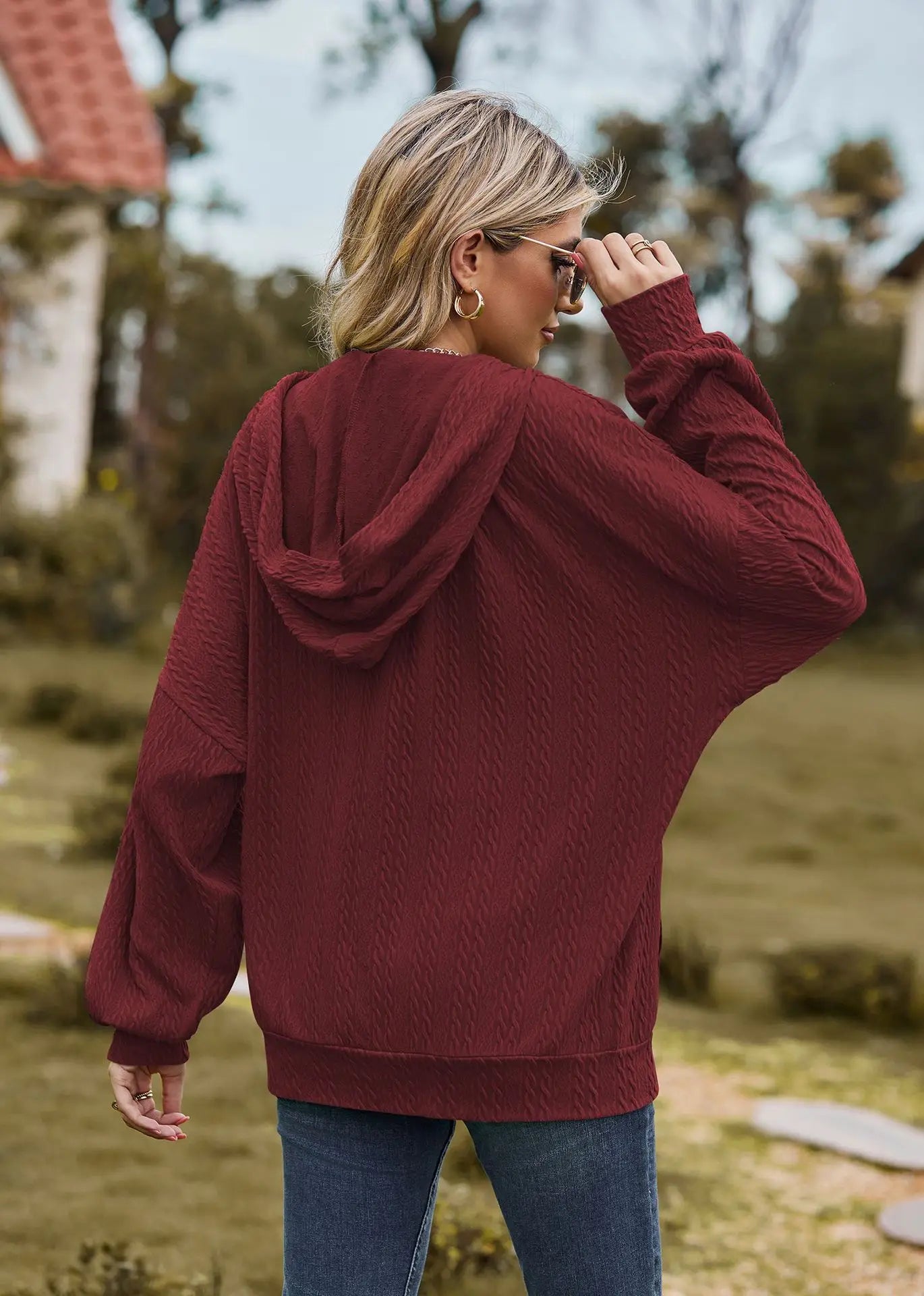 Sudadera con cremallera para mujer, abrigo informal de manga larga, ropa de calle de Color liso, holgado, Harajuku, otoño e invierno, 2024