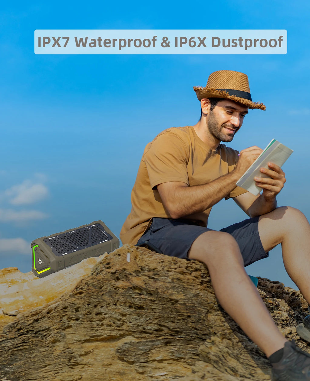Altavoz Bluetooth para exteriores MLOVE P3, altavoz Bluetooth 5,3 con potencia de salida de 40W, sonido estéreo IPX7 resistente al agua, tarjeta Micro SD, luz RGB