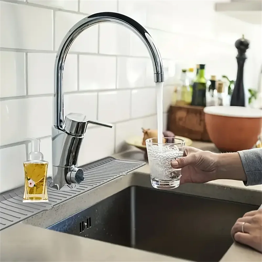 Esteras receptoras de agua para grifo de silicona, almohadillas de secado a prueba de derrames para fregadero de cocina, drenaje antideslizante y protector contra salpicaduras, estera colectora de agua
