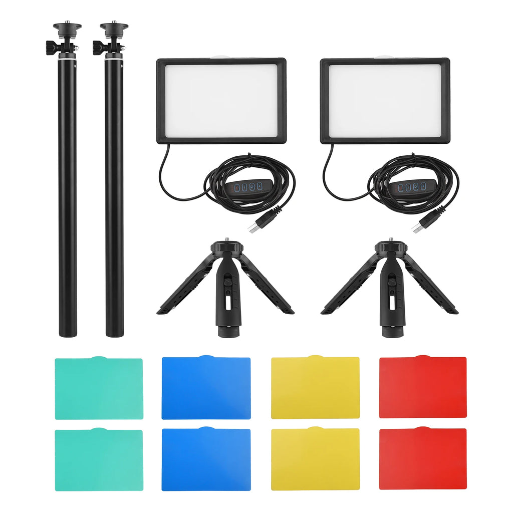 Andoer-Kit de iluminación LED para vídeo, iluminación de fotografía, 3200K-5500K, de 148cm de altura con trípode, soporte de 5 filtros de piezas para transmisión en vivo, 2 piezas