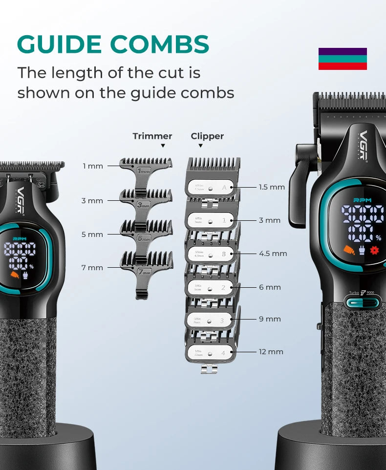 Cortadora de Pelo de Alta Gama, Motor 9000 RPM, Cuerpo de Metal, Recortadora de Barba V-886
