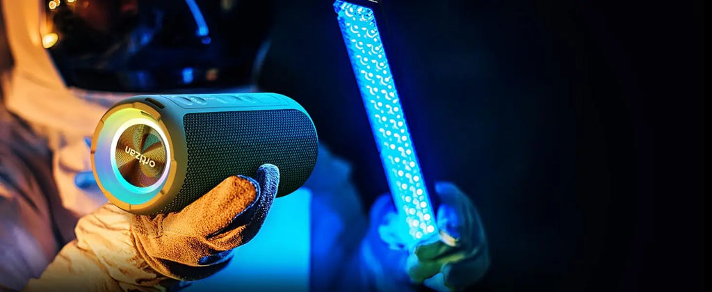 Ortizan X8 Pro, Altavoz Bluetooth portátil impermeable, Luces RGB, Calidad de sonido premium