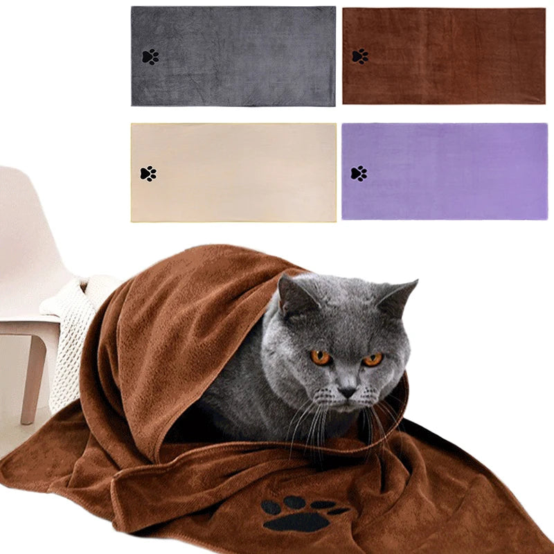 Toalla de baño de microfibra de 35x75cm/50x100cm, Toalla de baño gruesa y rápida para mascotas, suministros de aseo para perros absorbentes súper suaves bordados