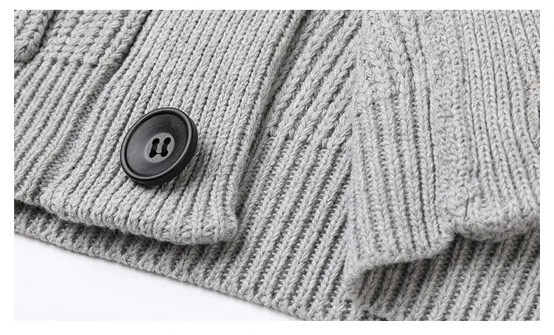 Suéter grueso de lana de gama alta para hombre, Chaqueta de punto de Cable, abrigos casuales, marca de moda coreana, otoño, invierno, 2021