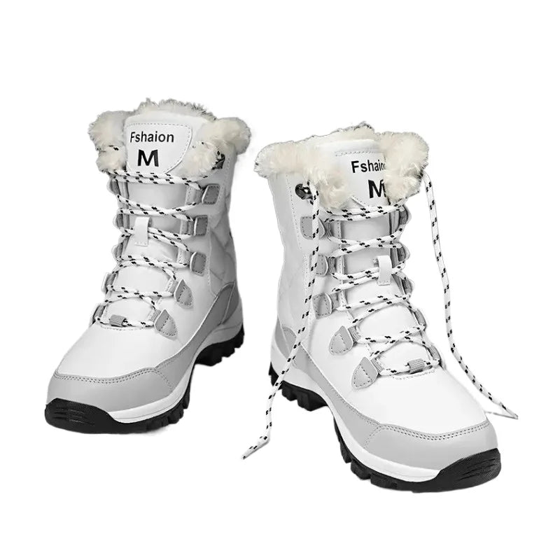 Botas de nieve para mujer con forro de felpa y suela antideslizante