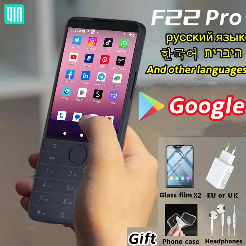 Nuevo Qin F22 Pro pantalla táctil inteligente teléfono Wifi 5G + 3,5 pulgadas 4GB 64GB agregar Google Store Android versión QinGlobal teléfono móvil