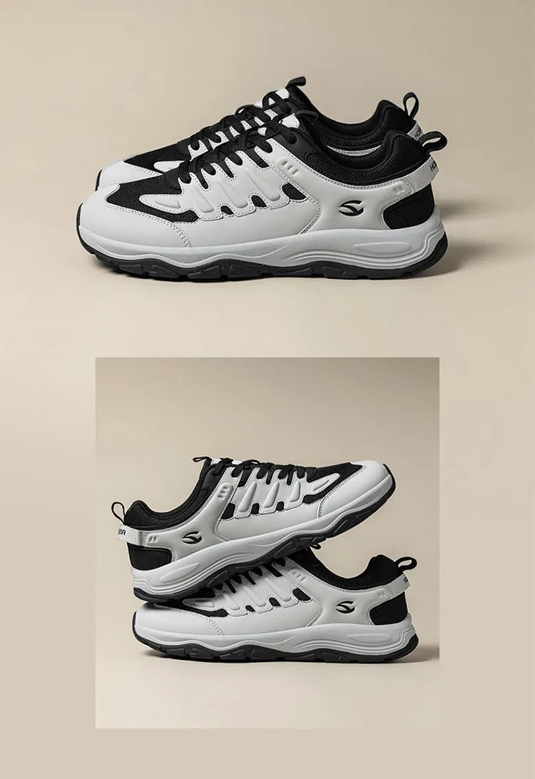 HOBIBEAR Zapatos para caminar unisex con punta ancha, zapatillas deportivas con cordones, para viajes al aire libre, de cuero artificial y malla, para correr