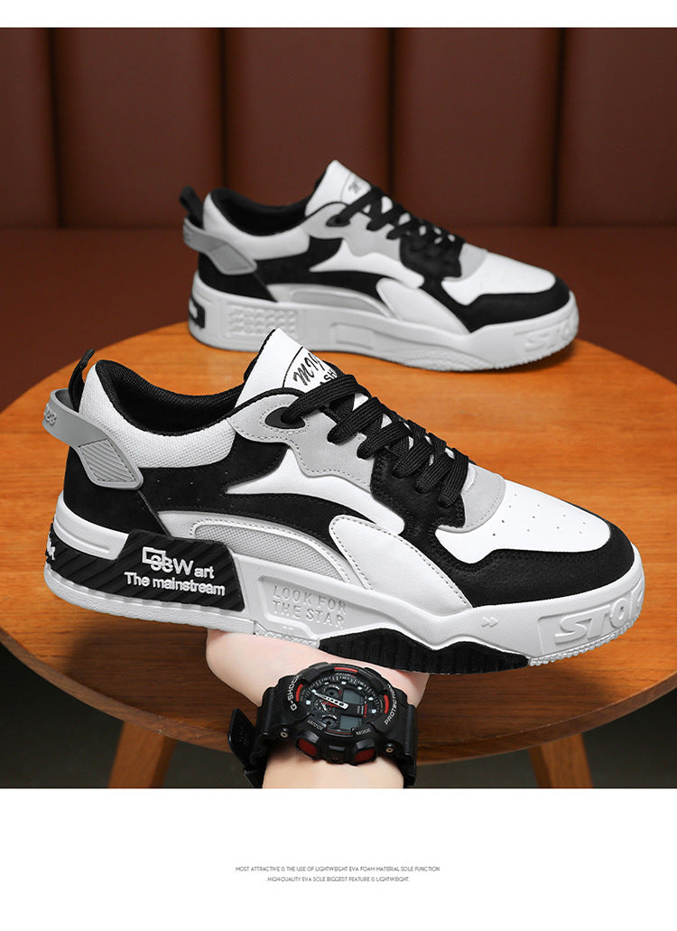 Zapatillas de deporte de otoño para hombre, zapatos de plataforma cómodos, zapatos vulcanizados con cordones de tendencia, Zapatillas informales blancas