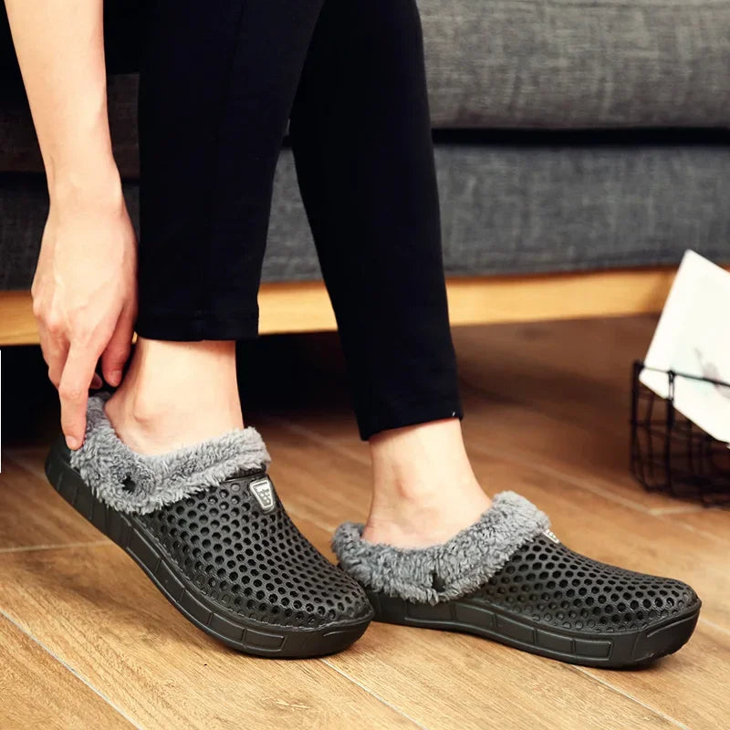 YRZL Zapatillas de invierno para hombre y mujer, zapatos cálidos para interiores, Pantoffels de algodón antideslizantes, zuecos informales, zapatillas de suelo para casa sin cordones para hombre