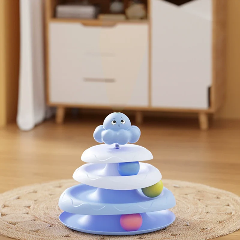 Bola de tres capas para mascotas, plato giratorio para gatos en forma de pulpo, palo para gatos para aliviar el aburrimiento, juguetes, juego de rompecabezas divertido, suministros para mascotas