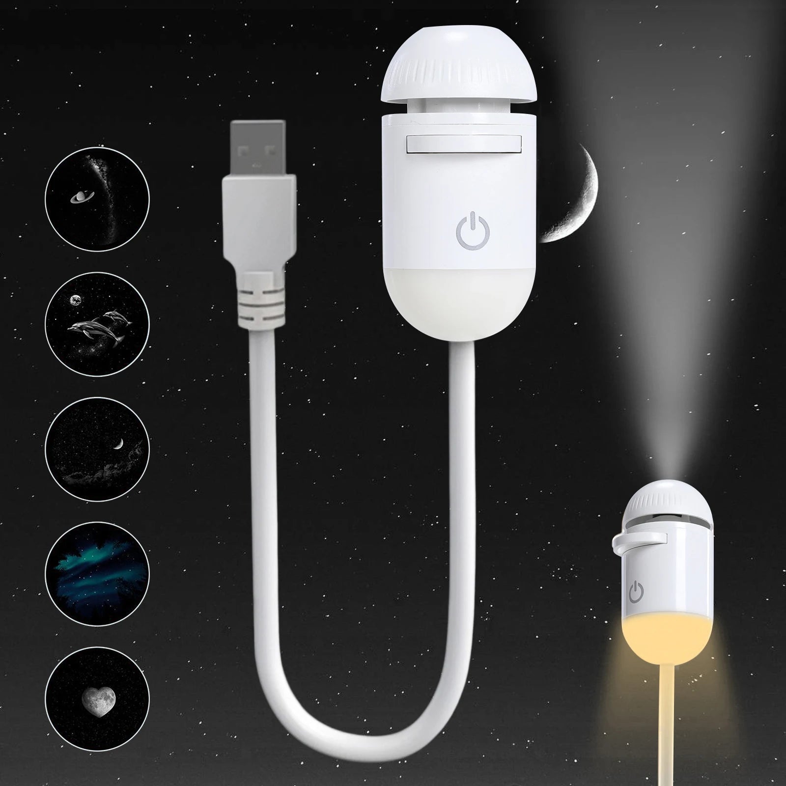 Mini Galaxy 360 2 en 1 °   Lámpara ambiental giratoria LED con proyección de cielo estrellado, proyector USB de galaxia, luz nocturna para fiestas, decoración del hogar con diseño de Saturno