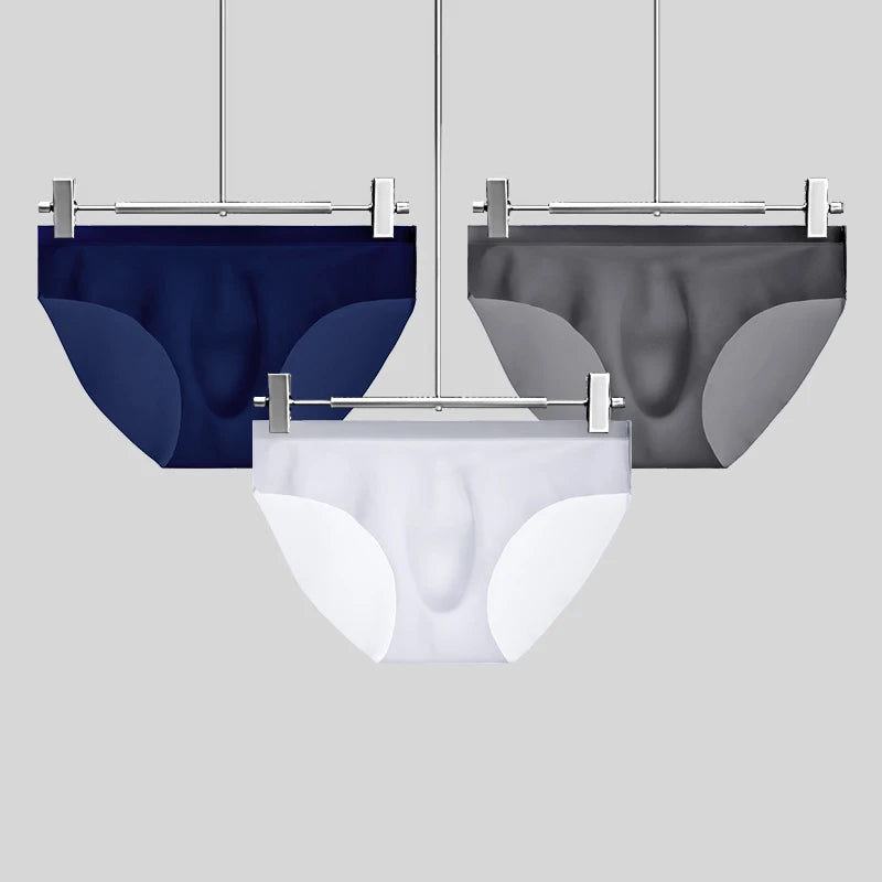 Ropa interior para hombre, calzoncillos de seda helada para hombre, pantalones cortos sin costuras transpirables de secado rápido de verano, ropa interior transparente ultrafina con personalidad