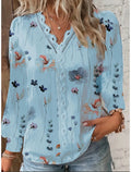 Camisa de Manga Larga con Volantes y Estampado para Mujer