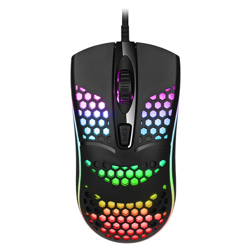 Ratón óptico con luz LED para juegos, Mouse ahuecado para ordenador portátil, escritorio, 4D, uso doméstico y oficina, 7 luces LED de respiración