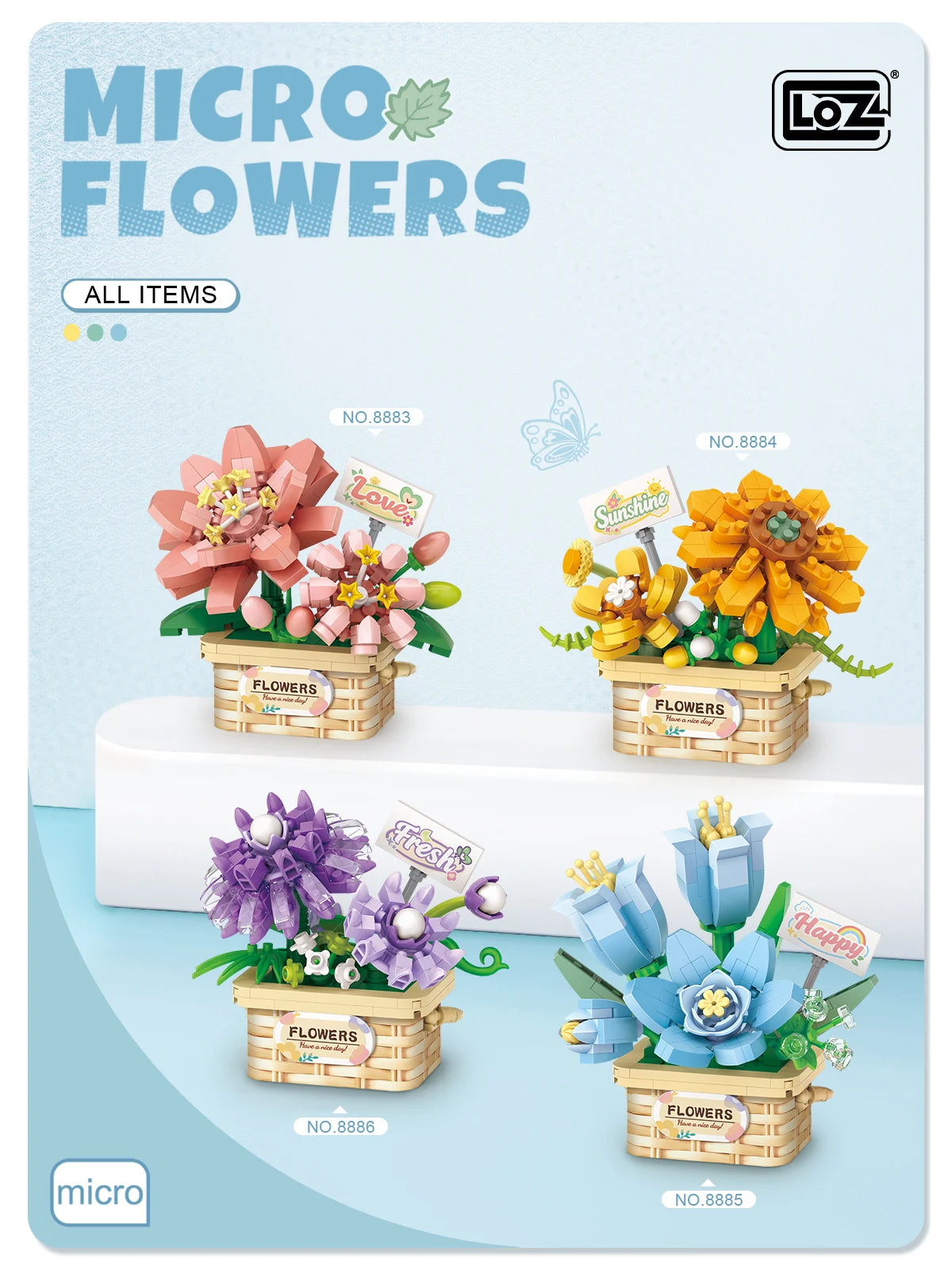 Set de Juguetes de Bloques de Construcción LOZ, Juego de Flores en Maceta, Modelo de Adorno Floral de Simulación para Escritorio, Juguete de Ensamblaje, Regalo Navideño para Niñas