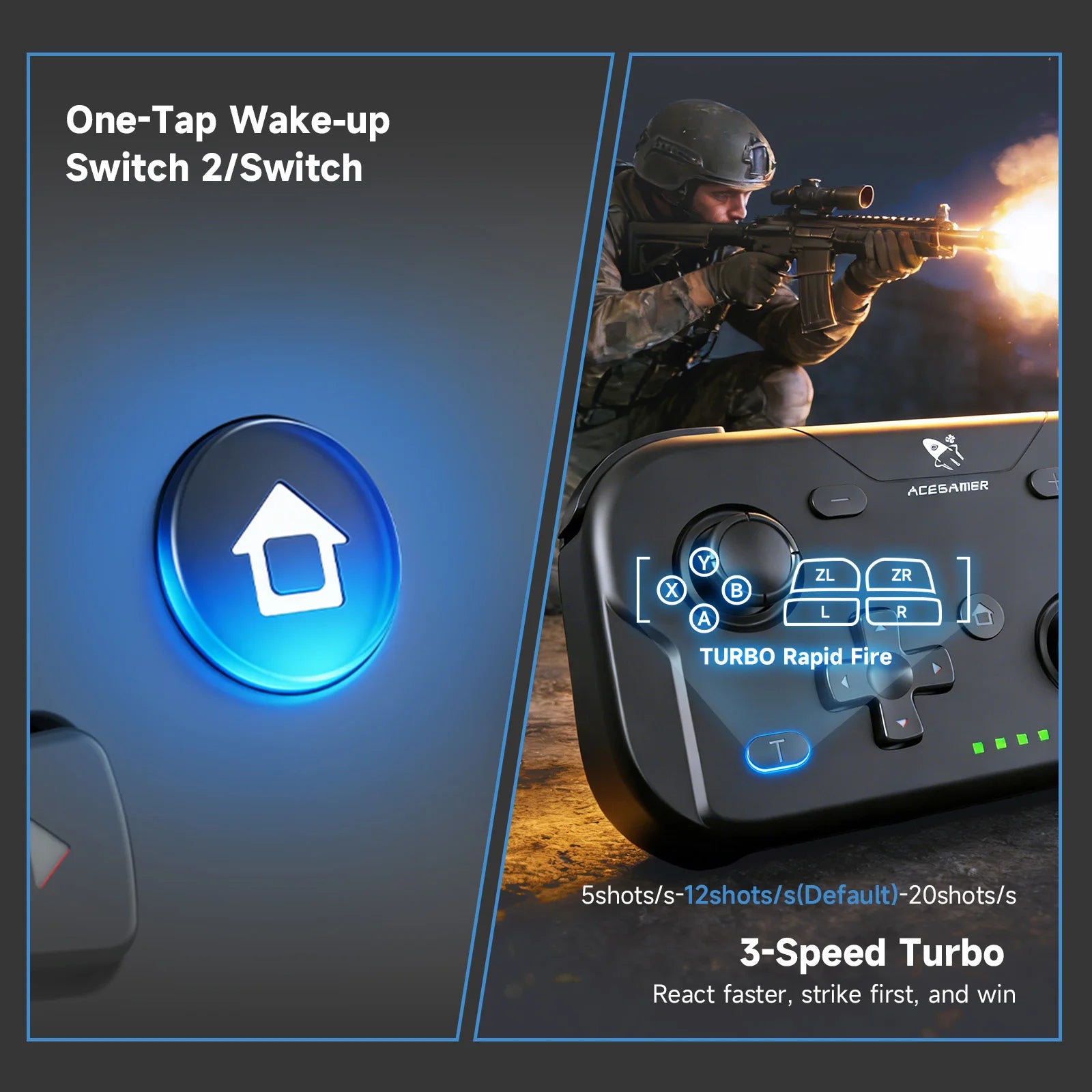 AceGamer-controlador de juego de bolsillo, Joysticks Hall portátiles, mando Bluetooth de 1000Hz para Switch/Switch2/Android/iOS/PC/Steamdeck