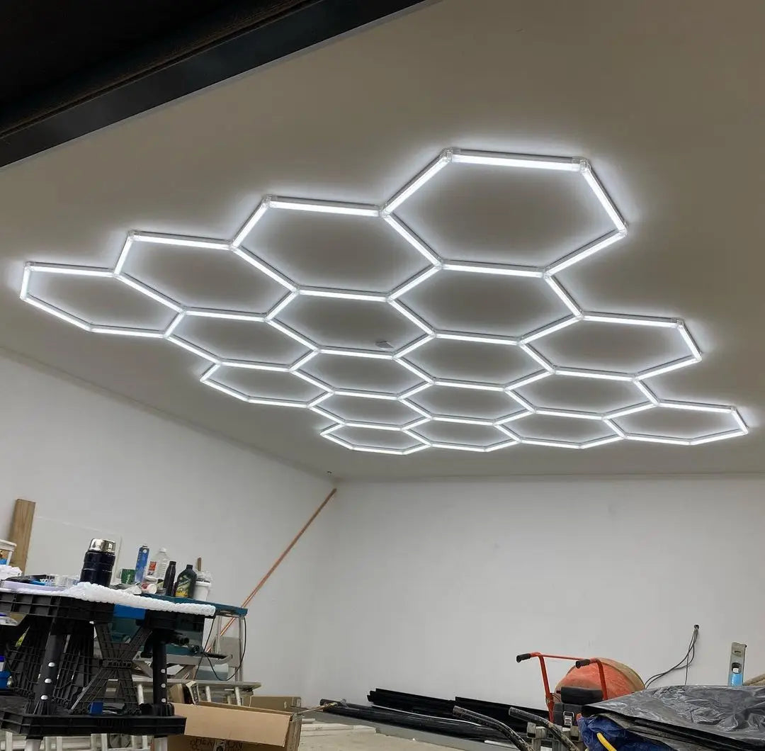 Luz LED hexagonal para garaje, 50000H, 6500K, ultrabrillante, para el hogar, gimnasio, barbería, detallado de coches, Bar, sótano, taller, iluminación de techo
