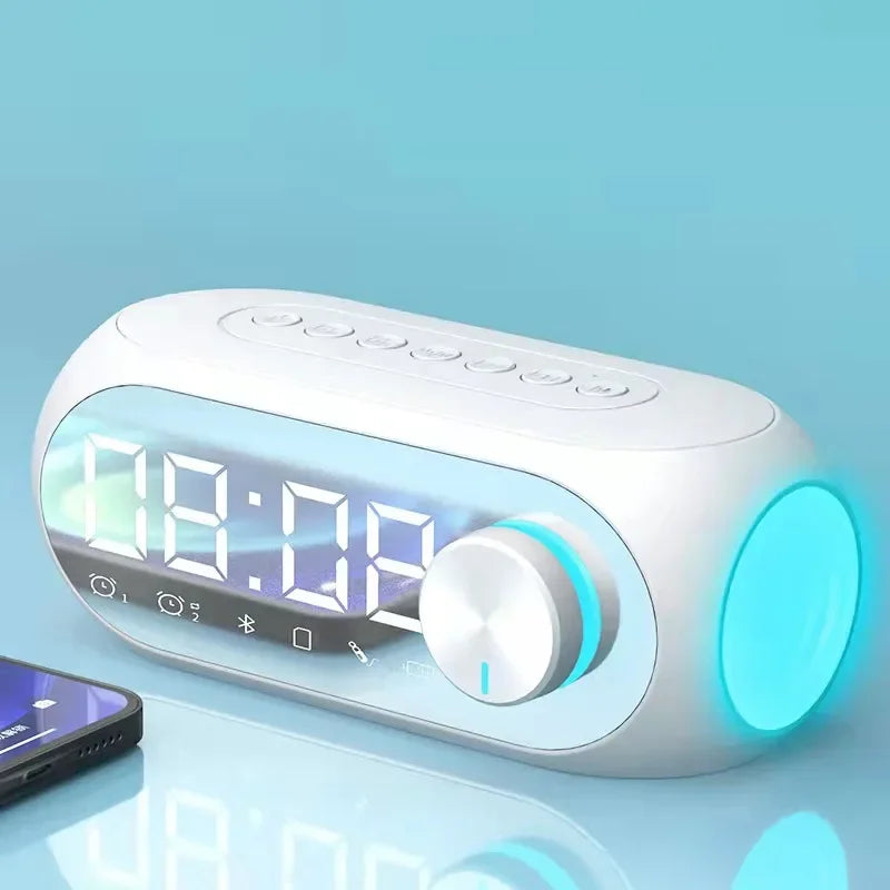 Altavoz Bluetooth Inalámbrico, Reloj Despertador, Radio FM Portátil, Subwoofer, Caja de Sonido, Mini Lámpara, Woofers, Caixa De Som, Coluna, Bocina