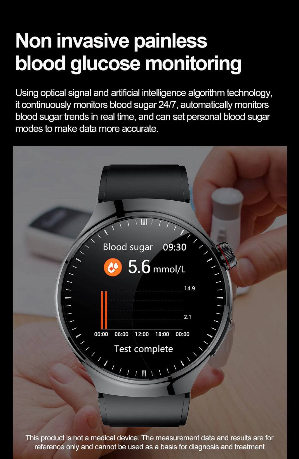 Reloj Inteligente Médico ECG Glucosa Ácido Úrico