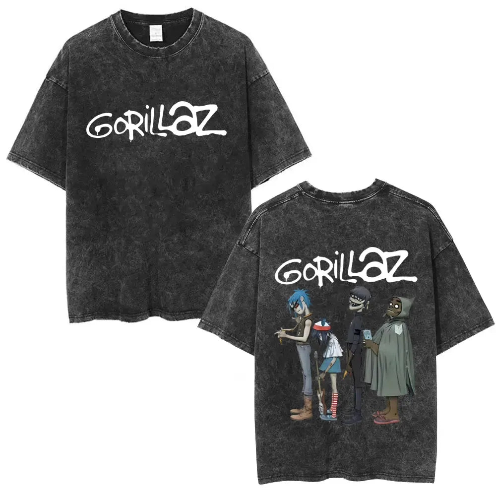Camiseta Vintage Gorillaz, Punk Hip Hop Oversize, Unisex