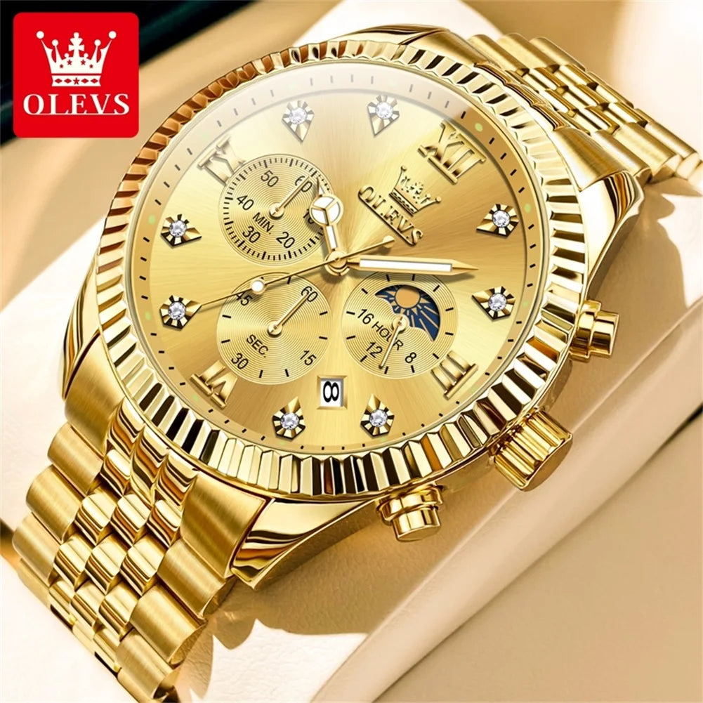 Reloj de Cuarzo OLEVS 2932 para Hombre con Cronógrafo y Diamantes