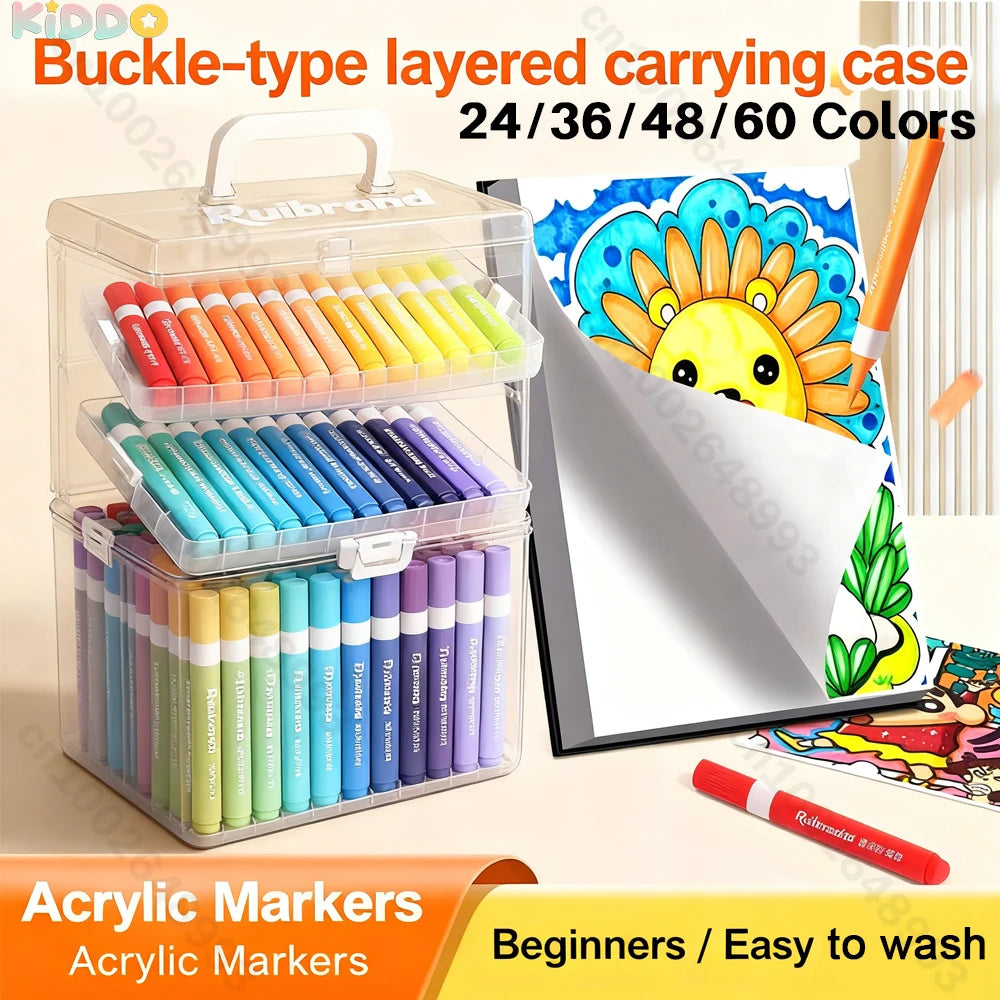 Set de Pinturas Acrílicas Lavables 24 a 60 Colores para Arte