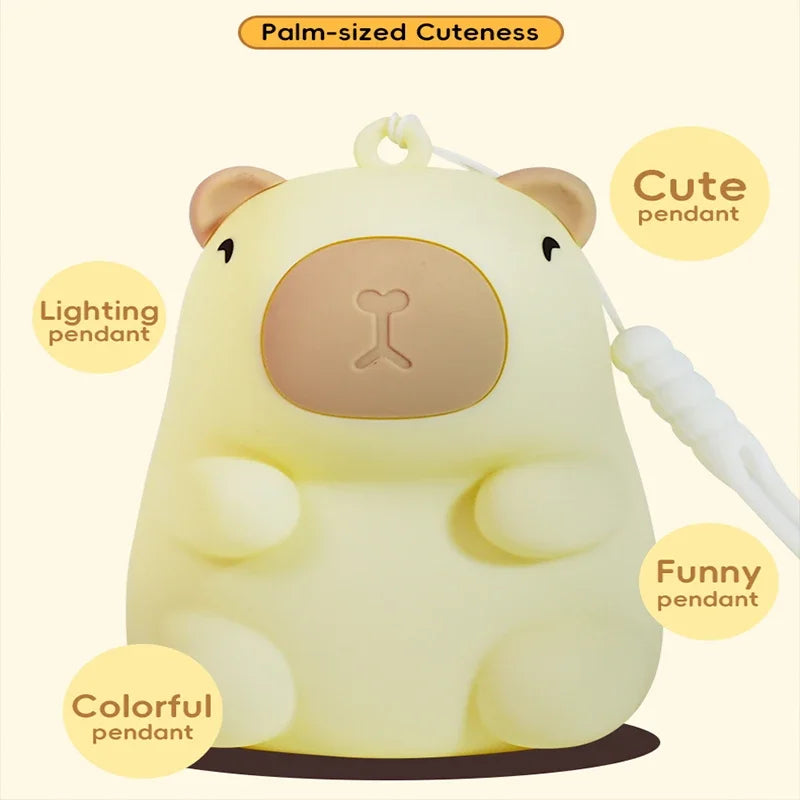 Luz nocturna linda de capibara, juguetes de regalos de Navidad de lámpara blando, luz nocturna de silicona regulable LED recargable para niños