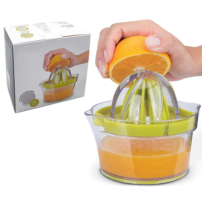 Exprimidor Manual de Cítricos 4 en 1 para Limón y Naranja con Taza Medidora Integrada y Rallador