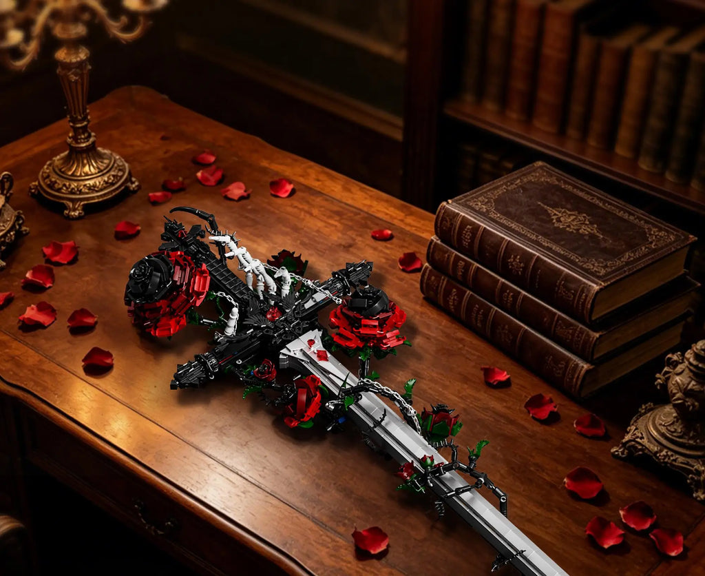Bloques de Construcción K70007, Espada Rosa, Adorno Creativo para Escritorio, Serie Gótica Oscura, Juguetes de Ensamblaje, Regalo de Cumpleaños para Adultos