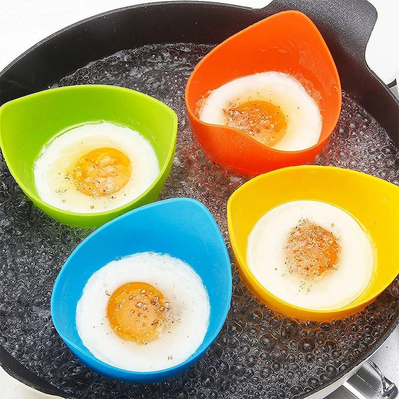 LMETJMA-Tazas de silicona para escalfador de huevos, molde para hervir huevos, con soportes de anillo, para freidora de aire por microondas, 4 piezas, JT85