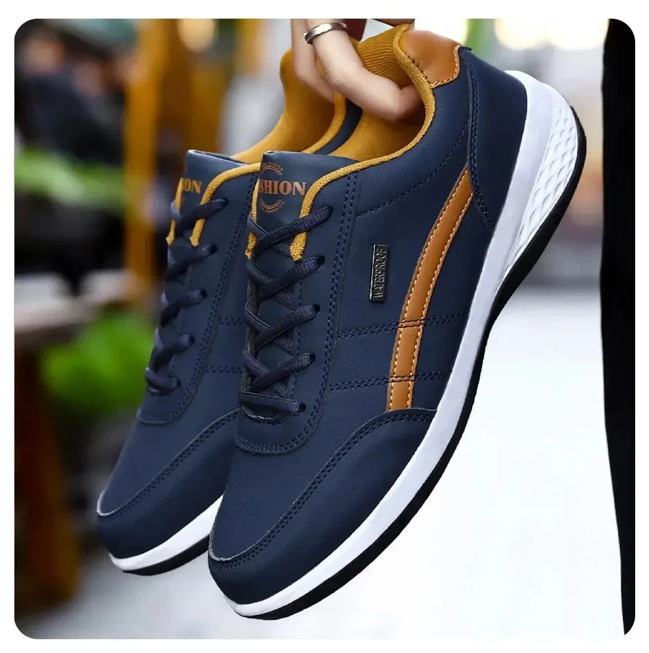 Zapatillas de deporte para hombre, zapatos deportivos informales, zapatos de cuero para caminar al aire libre para hombre, fondo suave para las cuatro estaciones