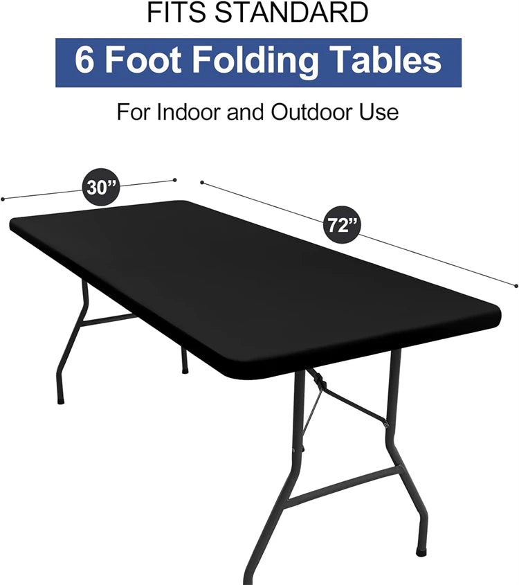 LMETJMA Mantel rectangular, manteles elásticos ajustados para mesas de 6 pies, cubierta de mesa plegable de poliéster lavable JT898