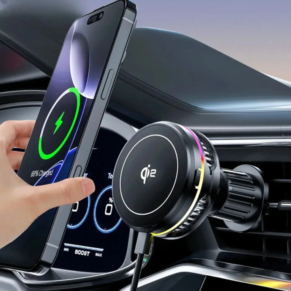 Cargador Inalámbrico Magnético para Coche con Refrigeración por Semiconductor, Soporte de Ventilación, Carga Rápida y Disipación de Calor para iPhone 17/16/15/14
