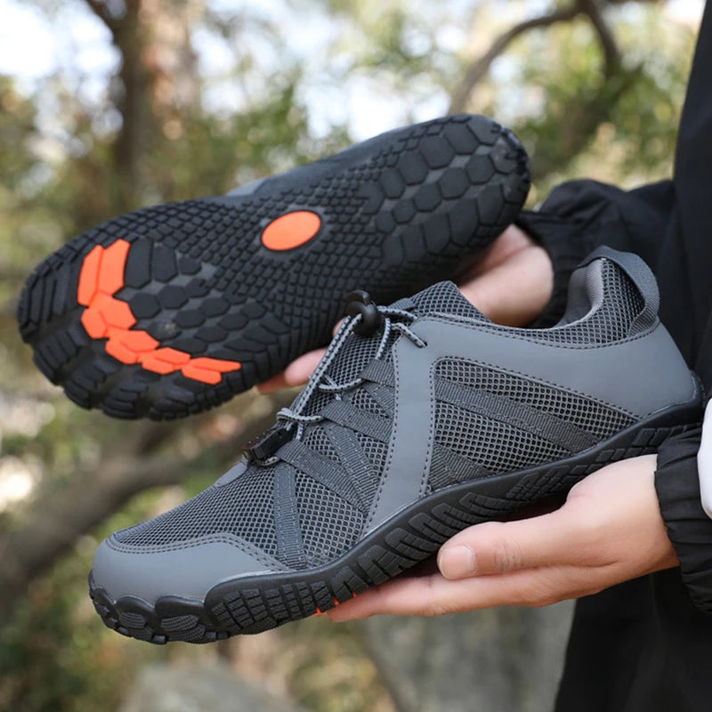 Zapatos de senderismo transpirables para hombre, zapatillas de deporte flexibles para exteriores, zapatos antideslizantes a la moda para caminar para hombre, zapatos informales de escalada de gran tamaño