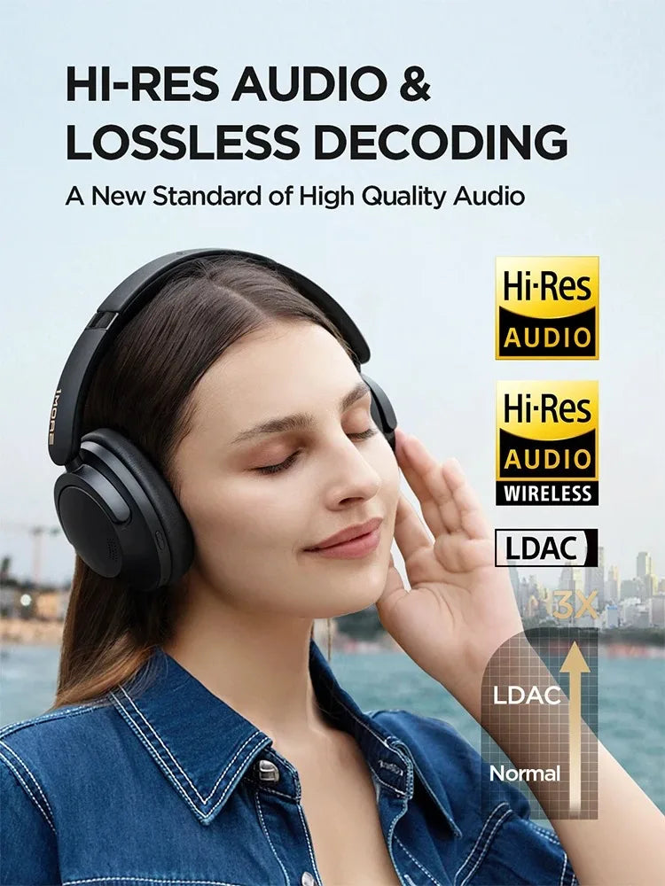 Auriculares 1MORE SonoFlow Pro HQ51 ANC Bluetooth 5.4 Hi-Res LDAC con controlador DLC de 40 mm, QuietMax ANC de 42 dB, batería de 100 horas, auriculares supraaurales