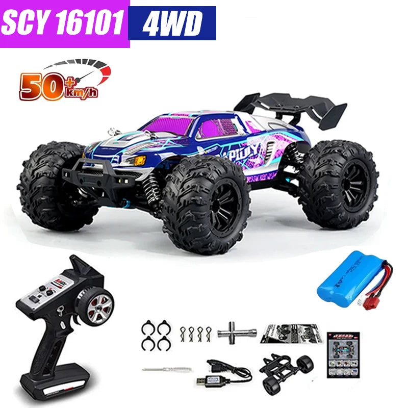Coche RC MJX VS SCY 16101 16102 PRO 4WD 70Km/h 1/16 de Alta Velocidad, Monster Truck Todoterreno con Control Remoto, Vehículo Eléctrico