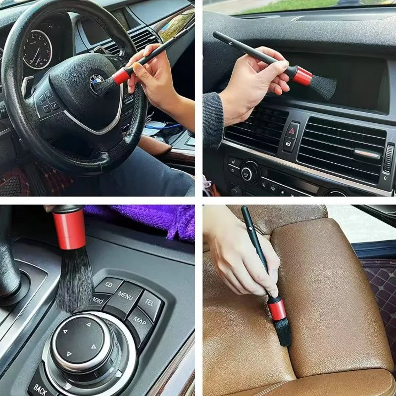 Juego de 6 cepillos para detalles de cuidado de lavado de coches, para limpiar ruedas, salpicaderos, salidas y más, cepillos de limpieza para automóviles, accesorios para automóviles
