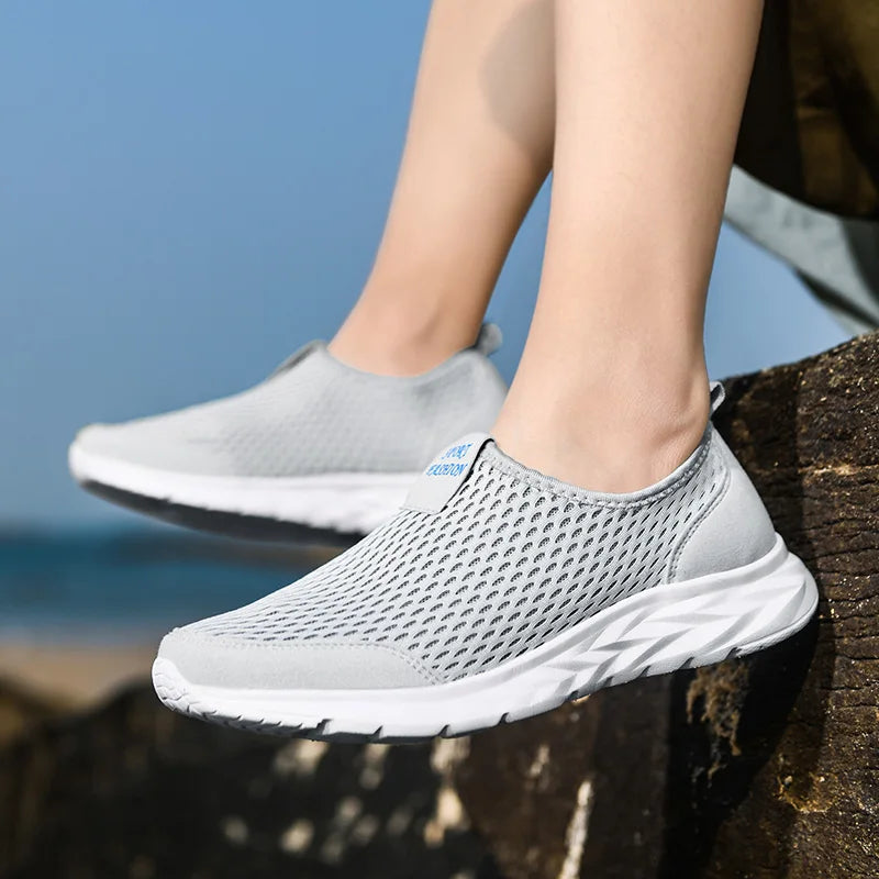 YRZL, zapatillas de deporte para hombre, zapatos informales de malla transpirable para mujer, mocasines antideslizantes de talla grande para exteriores, zapatos de tenis ligeros para caminar para hombre