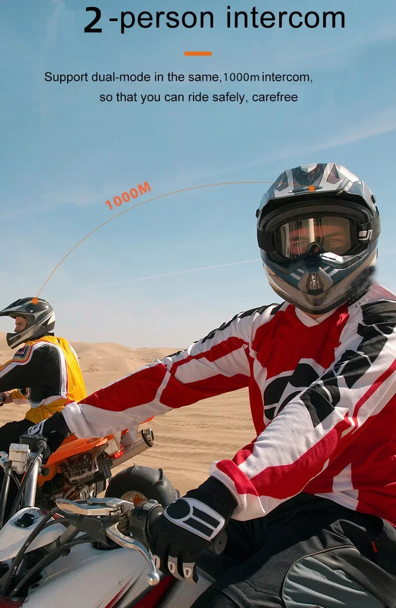 Auriculares Bluetooth para Casco de Motocicleta X3 Pro, Intercomunicador para 2 Motociclistas, 1000M, BT6.0, IPX6, Resistente al Agua, Asistente de Voz, Reducción de Ruido, Radio FM