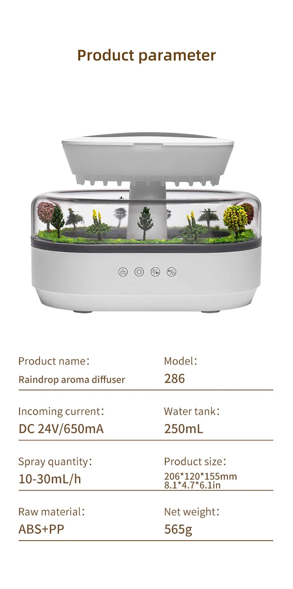 Humidificador Gota de Lluvia con Luz Ambiente