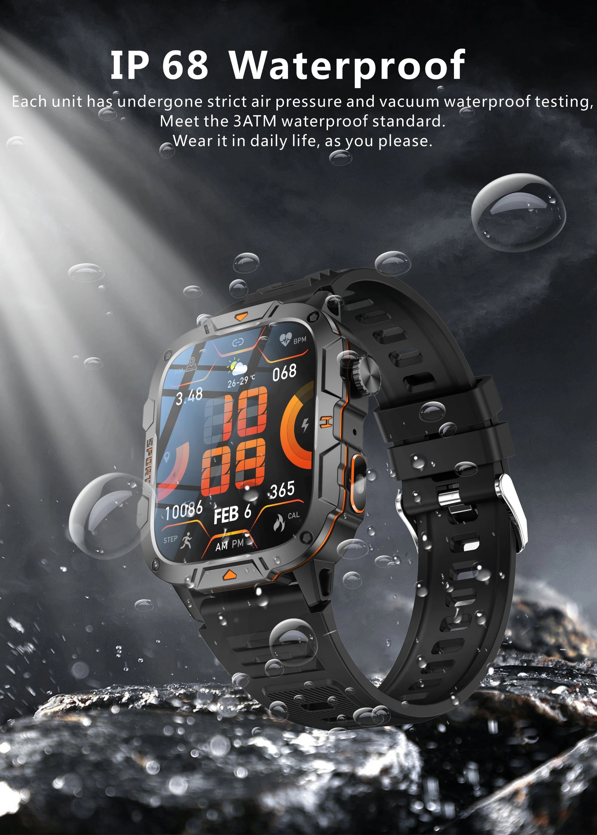 Reloj Inteligente de Grado Militar 2025, Pantalla AMOLED de 1.96 Pulgadas, Resistente al Agua 5ATM, Reloj Inteligente Deportivo con Llamadas Bluetooth