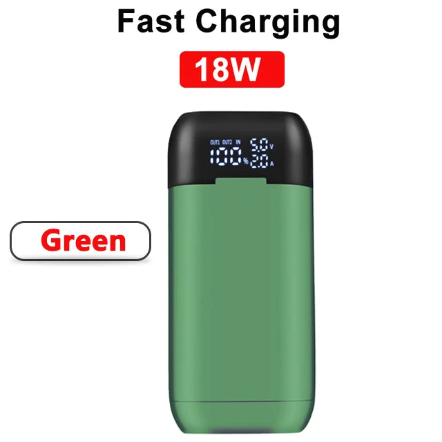 Caja Cargadora Power Bank 18650/21700, Carga Rápida QC3.0 18W