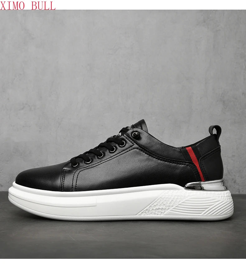 Zapatillas de deporte de cuero genuino para hombres, zapatos con elevador, zapatos invisibles transpirables, zapatillas de deporte casuales de moda para hombres